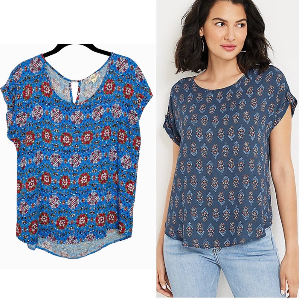 Pink Republic Floral Geometric Flowy Shirt